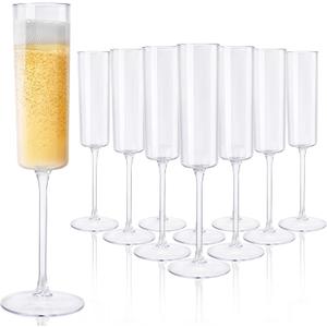 Ciaell 36 Pack Plastic Champagne Flutes  6 Oz Disposable Champagne Glasses  Square Clear Plastic Toasting Glasses for Party Birthday Anniversary Wedding