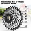 7/8 Speed E-Bike Freewheel 11-28 Teeth/11-32 Teeth Screw On Multiple Freewheel Threaded Type Freehub Replacement Parts