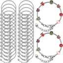 Hicarer 20 Pcs Chain Bracelet for Jewelry Making Women DIY Adjustable Snake Charm Bracelet with Heart Shape Extender Chain, Silver 