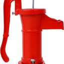 Antique Pitcher Hand Water Pump, Cast Iron Red Hand Well Pump 25ft Maximum Lift Manual Water Transfer Pump, Boost Fountain for Outdoor, Yard, Pond, Garden