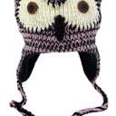 Humble Hilo Hand-Knitted Wool Animal Beanie - Animal-Themed Knit Beanie for Anyone, Cute Winter Beanie Hats (Large, Pink Owl)