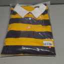 Women Long Sleeve Striped Polo Shirt Oversized Collar Y2k Pullover T Shirt Casual Loose Streetwear Rugby Sweatshirt (Large, Yellow-grey)