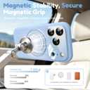Silicone 360 Spin Magnetic Stand Case for iPhone 17 Pro, [Compatible with Mag-Safe][Reinforced Hard Camera Protection] Liquid Silicone Rubber Phone Case Cover with Ring, Camera Button, Sky Blue