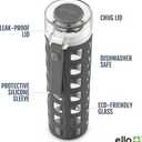 Ello Syndicate Glass Water Bottle, 20oz Gray