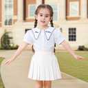 2 Pack Toddler Baby Girls Pleated Skirt Baby Girls Uniform Skirt Built in Shorts Tennis Casual Skorts for Little Kid