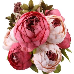 Duovlo Fake Flowers Vintage Artificial Peony Silk Flowers Wedding Home Decoration,Pack of 1 (Dark Pink) (20.87*3.5)