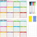 2026-2027 Large Dry Erase Calendar for Wall 48" x 32" Yearly Wall Calendar 24 Month Calendar Planner Laminated Erasable Yearly Planner Annual Task Organizer for Office School Home Use(Fold Package)