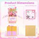Happy Birthday Aunt Pop Up Card, Foldable 3D Birthday Greeting Card with Envelope Funny Colorful Balloons and Fireworks Popup Gift Box for Aunt, 23x23x17.6cm/9.06x9.06x6.93 in