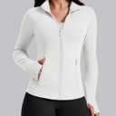 AVGO Womens Workout Jackets Lightweight Athletic Zip Up Jacket Slim Fit Running Gym Top with Pockets & Thumb Holes,Large