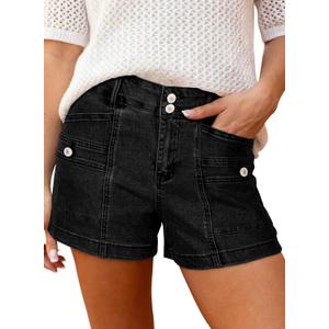 Astylish Women's High Waisted Shorts Jean Stretchy Casual Fashion Trendy Double Button Fly Denim Shorts