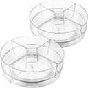 2 Pack Lazy Susan Organizer, 9 inch Rotating Storage Organizer with 4 Removable Bins, Lazy Susan Turntable Organizer for Fridge, Kitchen, Vanity, Cabinet