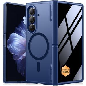 MOBOSI Magnetic for Z Fold 7 Case with Privacy Screen Protector, Samsung Galaxy Z Fold7 Cover[Compatible with Magsafe & Full Body Hinge Protection] Shockproof Phone Cases for zfold 7, Deep Blue