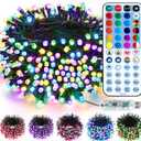 Brizled Color Changing Christmas Lights, 33ft 100 LED RGB Easter Light String with Remote, Dimmable Mini Light String, USB Indoor Decorative Lighting Party Xmas Tree Wreath Year-Round Holiday