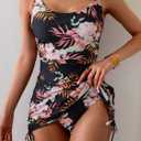 Eomenie Women's One Piece Swimdress Swimsuit with Drawstring Tummy Control Bathing Suits Push Up Swim Dresses with Bottom (L)