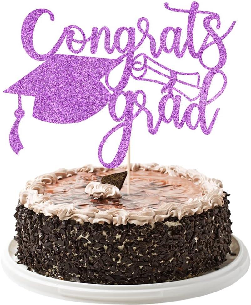 Congrats Grad Cake Topper, 2025 Graduation Cake Topper, Congrats Grad Decorations, 2025 High School/College/Senior Graduation Party Decorations Supplies. purple (Chroma-1)