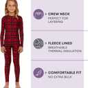 Rocky Thermal Underwear for Kids, Girls Thermals Long Johns Underwear, Base Layer for Cold weather/skiing (XX-Small, Red Plaid)