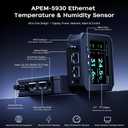 Ethernet Server Room Temperature Monitor, PoE Server Rack Temperature Humidity Sensor with Web Interface, SNMP Modbus MQTT Support, Dual Power, IP55, Data Logging, Alarm & Relay Output