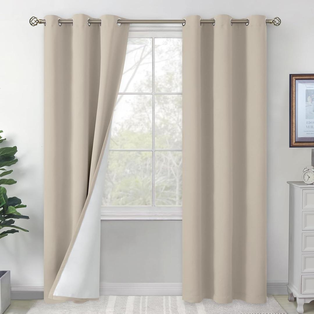 BGment Blackout Curtains for Living Room 84 Inch Length 2 Panels Set, Full Room Darkening Thermal Insulated Noise Cancelling Window Curtain for Bedroom, Each Grommet Curtains 42 Inch Wide, Cashmere