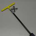 17 Inch Water Meter Key With 4 Way Multi-Functional Utilities Key, Enforced Rebar Water Shut Off Tool Wrench T-handle for Curb Main and Water Meters, Underground Stop or Waste Valves