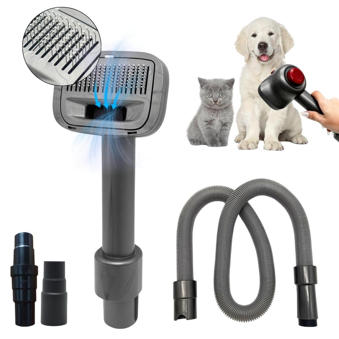 Pet Hair Grooming Brush Vacuum Attachment for Dogs, Cats with Vacuum Extension Hose up to 3.5M  Compatible with Miele, Shark Rocket HV322, HV301, HV371, Rotator NV501, Navigator NV350 Series & More