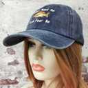 Hepandy Women Want Me Fish Fear Me Embroidered Navy Blue Baseball Caps for Men, Adjustable Embroidery Trucker Hats Snapback Cotton Dad Hat