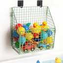 Greentainer Large Bath Toy Storage, Metal Bathtub Shower Toy Holder, Foldable bath Tub Toy Organizers, Frog Pattern Bathroom Storage with Drainage for Sorting Toys/Clothes/Toiletries