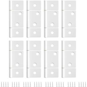 goldenwarm Three Leaf Non-Mortised Hinge for Mobile Home & RV Interior 8 Pack White Door Hinges with Screws