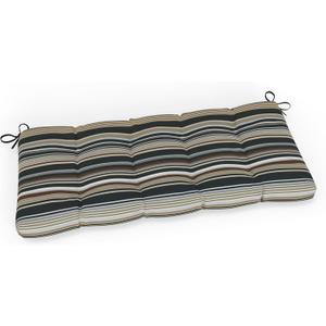 Pillow Perfect Stripe Bench Cushion, 18" X 48" X 5", Labrisa Rattan