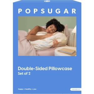 POPSUGAR Satin and Terry Cloth Double-Sided Pillowcase for Anti-frizz and Cooling, Standard Size Set of 2, for Hair and Skin, Queen and King, 20in x 26in