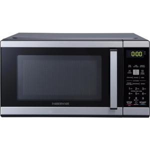 Farberware 0.9 Cu. Ft. Countertop Microwave Oven 900 Watts Power, Auto Cook Settings, Defrost, Easy Clean and Child Safety Lock - Stainless and Black