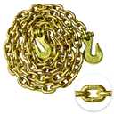 G80 Transport Binder Chain 3/8 Inch x 10 Foot Safety/Binder Chain with Clevis Grab Hooks 7,100 lbs Safe Working Load Logging Chain for Transporting Towing Tie Down Binding Equipment