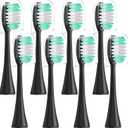 Replacement Toothbrush Heads 8 Pack Compatible with AquaSonic Black Series, Vibe Series Electric Toothbrush, Black