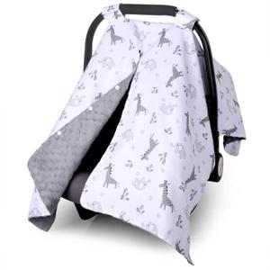 Metplus 2 in 1 Baby Car Seat Cover, Car Seat Canopy for Babies, Mom Nursing Cover, Minky Baby Carrier Covers, Newborn Boy Girl Shower Gift, Elephant Giraffe