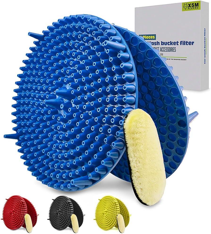 2 Pack 4-5 Gallon Car Wash Bucket Grit Trap Insert,Detailing Kit Accessories with Dirt & Debris Remover for Microfiber Mitts, Cloths, Sponges,Heavy Duty Grit Trap by X5MPLXPMX (Blue)