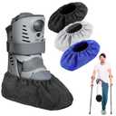 Mepase 12 Pieces Fracture Walking Boot Cover, Reusable Waterproof Non-Skid Foot Brace Cover for Walking Boot Cast Rain, Black Gray Blue(12.6 x 4.72 Inches) (Large)