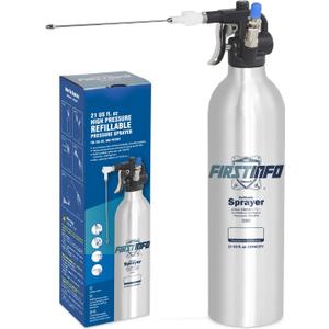 FIRSTINFO A1638 (3rd Gen) Patented Lightweight Max. Pressure 140psi / 620ml Thickened Aluminum Canister Refillable Aerosol Spray Can | Compressed Air Sprayer | Wide Mist Spray (21 Ounces)
