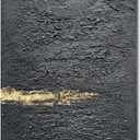 Hand Painted 36x24 inch Black and Gold Abstract Wall Decoration Oil Painting Thick Texture Minimalist Art