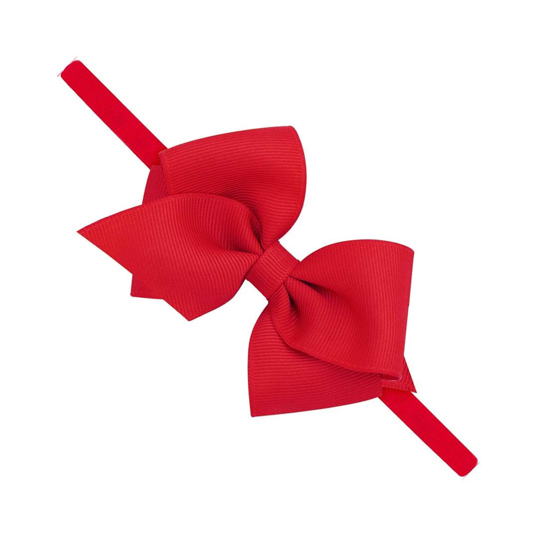 Wee Ones Girls' Extra Small Sized Grosgrain Bow on Matching Skinny Nylon Band, Red