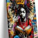 YKSKQCMT Black Girl Reading Wall Art Graffiti Girl Books Motivational Wall Decor Black Pride Pictures African American Girls Books Canvas Posters for Tween Girls Room Study Reading Room (24L"16W")