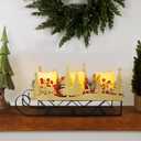 Christmas Sleigh Centerpiece Table Decorations with Flickering Led Candle Lights Xmas Sleigh Silhouette Candelabrum for Dinning Room, Table, Fireplace, Mantel Holiday Decoration (Gold)