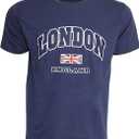 Mens London England Print 100% Cotton Short Sleeve Casual T-Shirt/Top (L - 42inch - 44inch) (Navy)
M