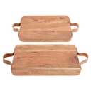 Karma, Acacia Wood Cutting Board with Handle, Barcelona Serve Boards with Leather Handles, Set of 2 - Wooden Charcuterie Board, One Size