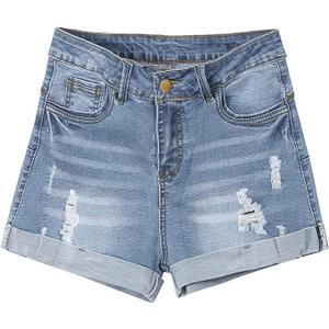 Jeans 2025 Womens Casual Mid/High Waisted Denim Shorts Summer Stretchy Ripped Jean Shorts for Women, L