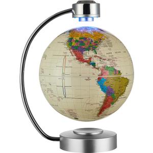 Magnetic Levitation Floating Globe, 8'' Magnetic Levitating Globe LED Illuminated World Map with Auto Permanent Revolving System for Home Office Modern Decorative Ornament Gift (Beige) Magnetic Levitation Floating Globe, 8'' Magnetic Levitating Globe LED Illuminated World Map with Auto Permanent Revolving System for Home Office Modern Decorative Ornament Gift (Beige)