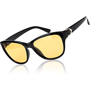 LVIOE Night Driving Glasses for Women with Polarized Anti Glare Yellow Lens, Classic Designer Sun Glasses UV Protection