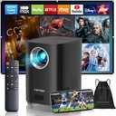 Native 1080P WiFi Bluetooth Projector – 15,000 Lumens Mini Portable Outdoor Movie Projector with Electric Focus, Compatible with TV Stick, HDMI, USB, Android (Black)