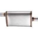 Floshine Universal Stainless Performance Exhaust Muffler, 3 inch Offset Inlet Center Outlet muffler, straight through