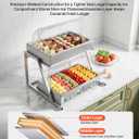 VEVOR Countertop Food Serving Display Container, 2 Tier Stainless Steel Food Salad Server Tray, Buffet Condiment Dispenser, Ice Cooled Rack with Clear Roll Top Cover, for Restaurant Hotel (1/1 Pan x2)