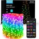 BrizLabs Smart Christmas Fairy Lights, 98ft 300 LED WiFi Christmas Fairy Lights Work with Alexa & Google Home, Rainbow Xmas Light Dimmable Xmas Decorative Lighting Music Sync for Home Holiday Party