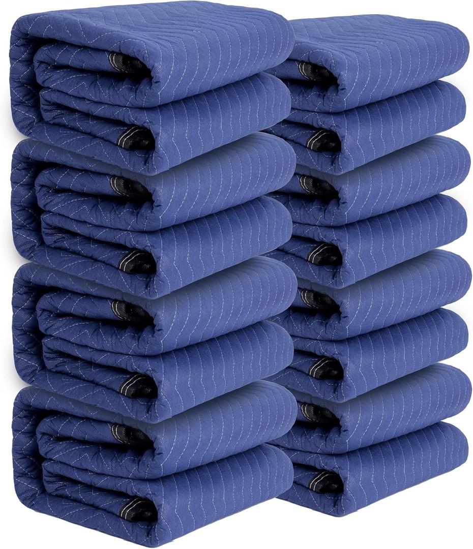 Moving Blankets Packing Blankets 80"72" Professional Quilted Shipping Thick Furniture Pads-The Tool for Movers Heavy Duty Moving Blankets 8 Blanket